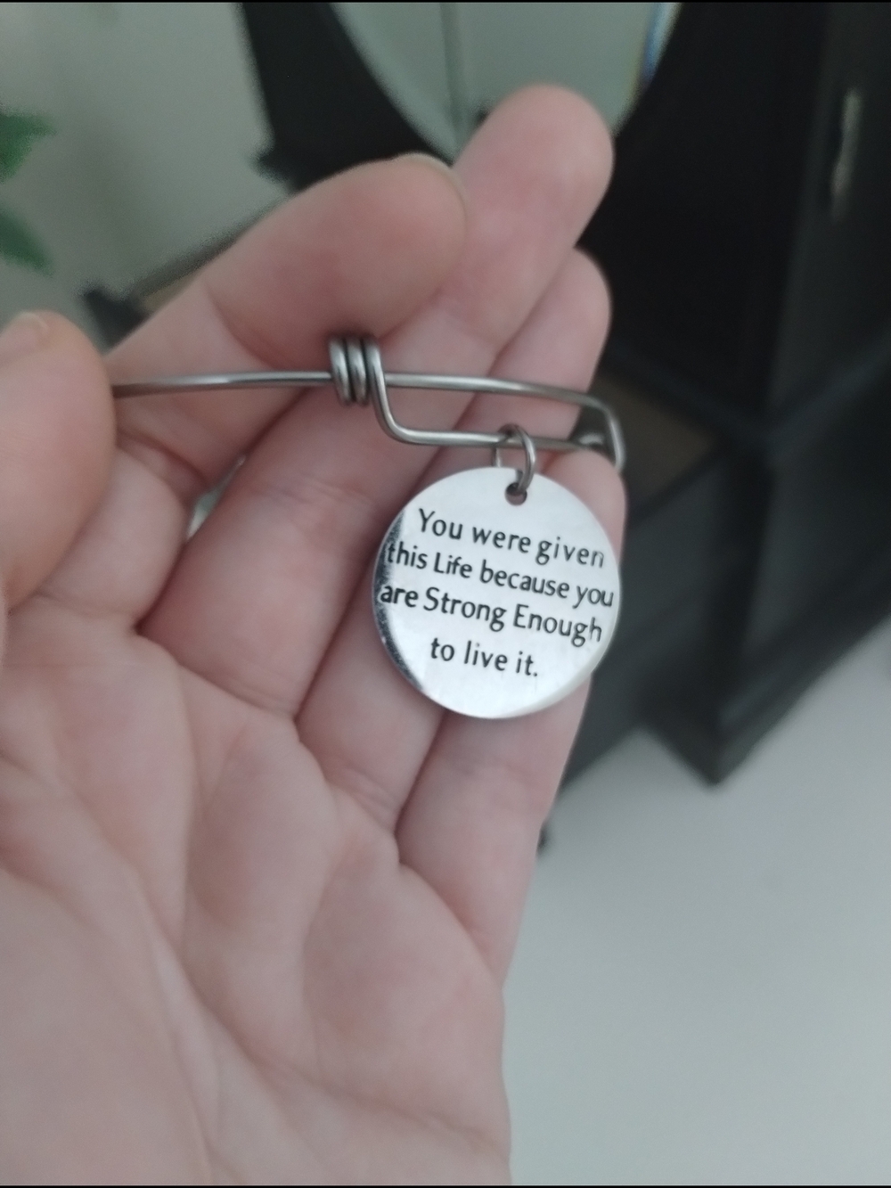 Inspirational Silver Charm Bangle Bracelet